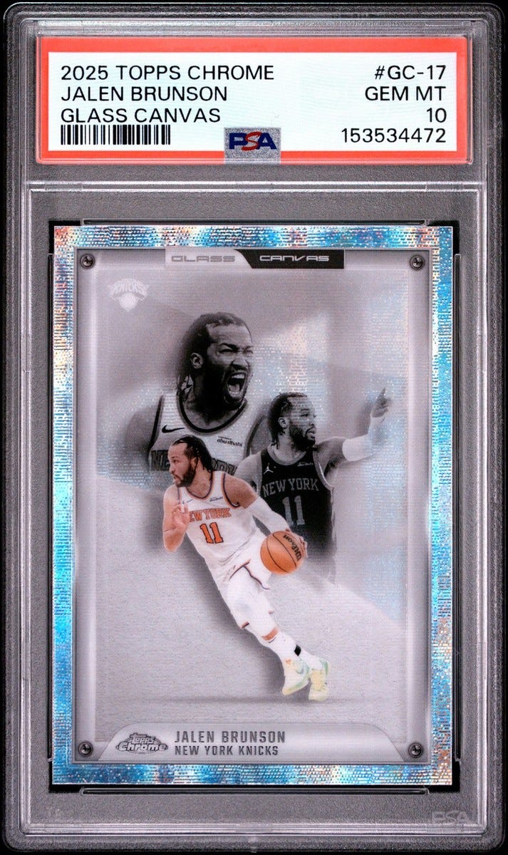 2025 TOPPS CHROME GLASS CANVAS #GC-17 JALEN BRUNSON PSA 10