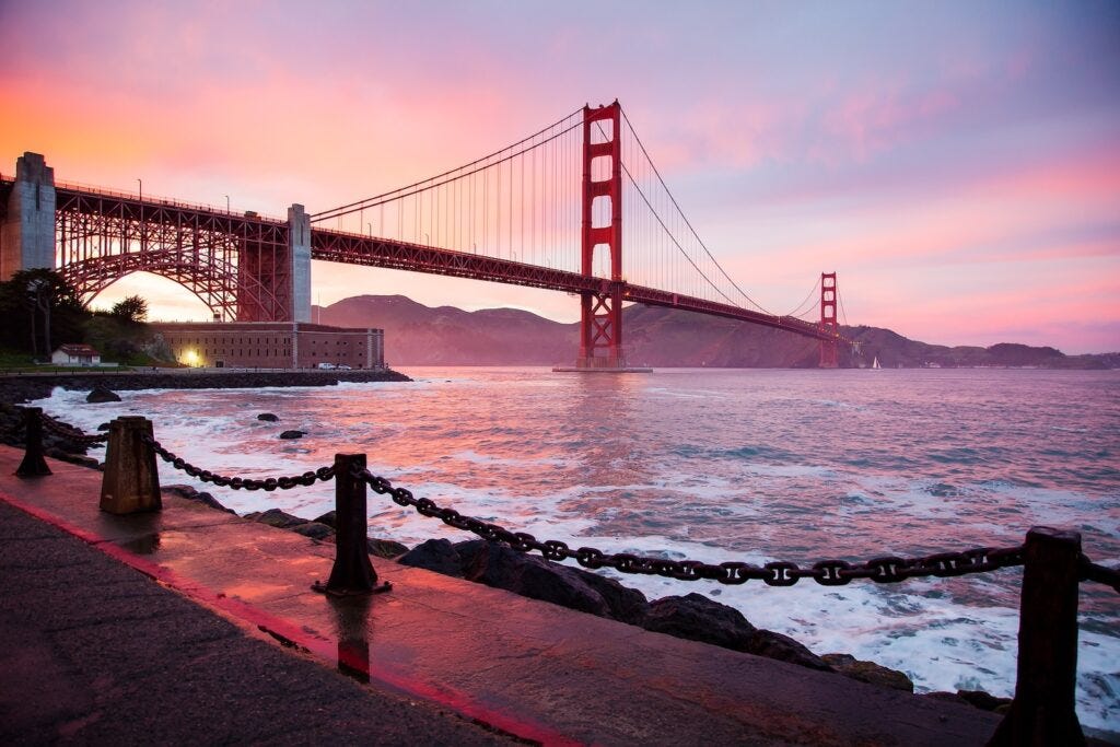 san francisco golden gate bridge during sunset