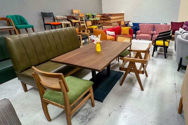 Some of the furniture pieces at the Furniture Zoo showroom in Nairobi, Kenya. Photo: Vikki Keingati, bird story agency.