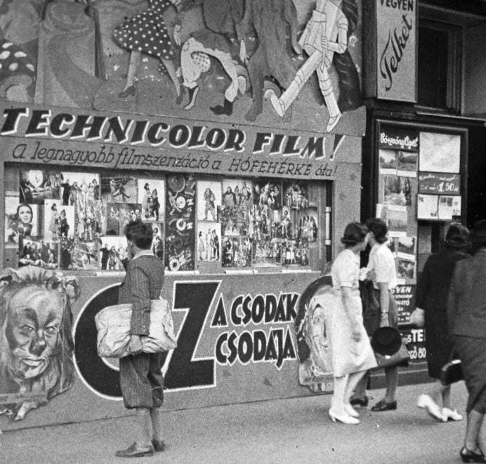 Exterior of the Corvin Theater in Budapest, 1940.