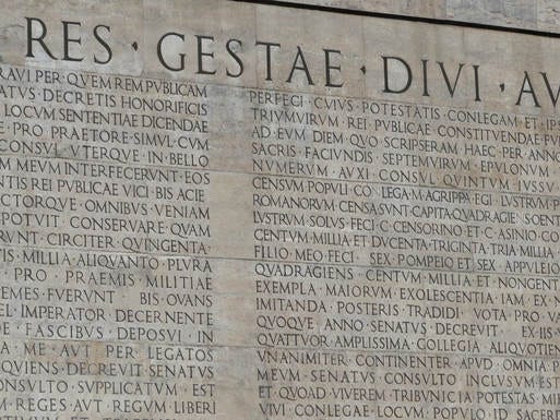 HOCW57: Res Gestae Divi Augusti ("The autobiography of the divine  Augustus"). 14 AD (?). - EMILY HAUSER HOCW57: Res Gestae Divi Augusti ("The autobiography of the divine  Augustus"). 14 AD (?). - EMILY HAUSER
