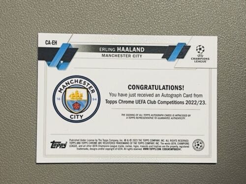 2022-23 Topps Chrome UCC UEFA Erling Haaland Gold Lava Auto SP Man City - Picture 2 of 2