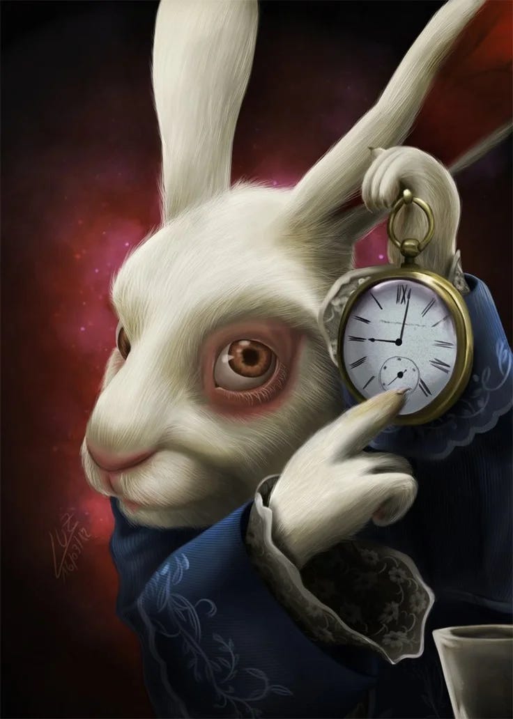 What Is The 'White Rabbit Pointing At Clock' Meme? The 'Alice In  Wonderland' Fan Art That Embodies Running Out Of Time Explained - Yahoo  News Singapore