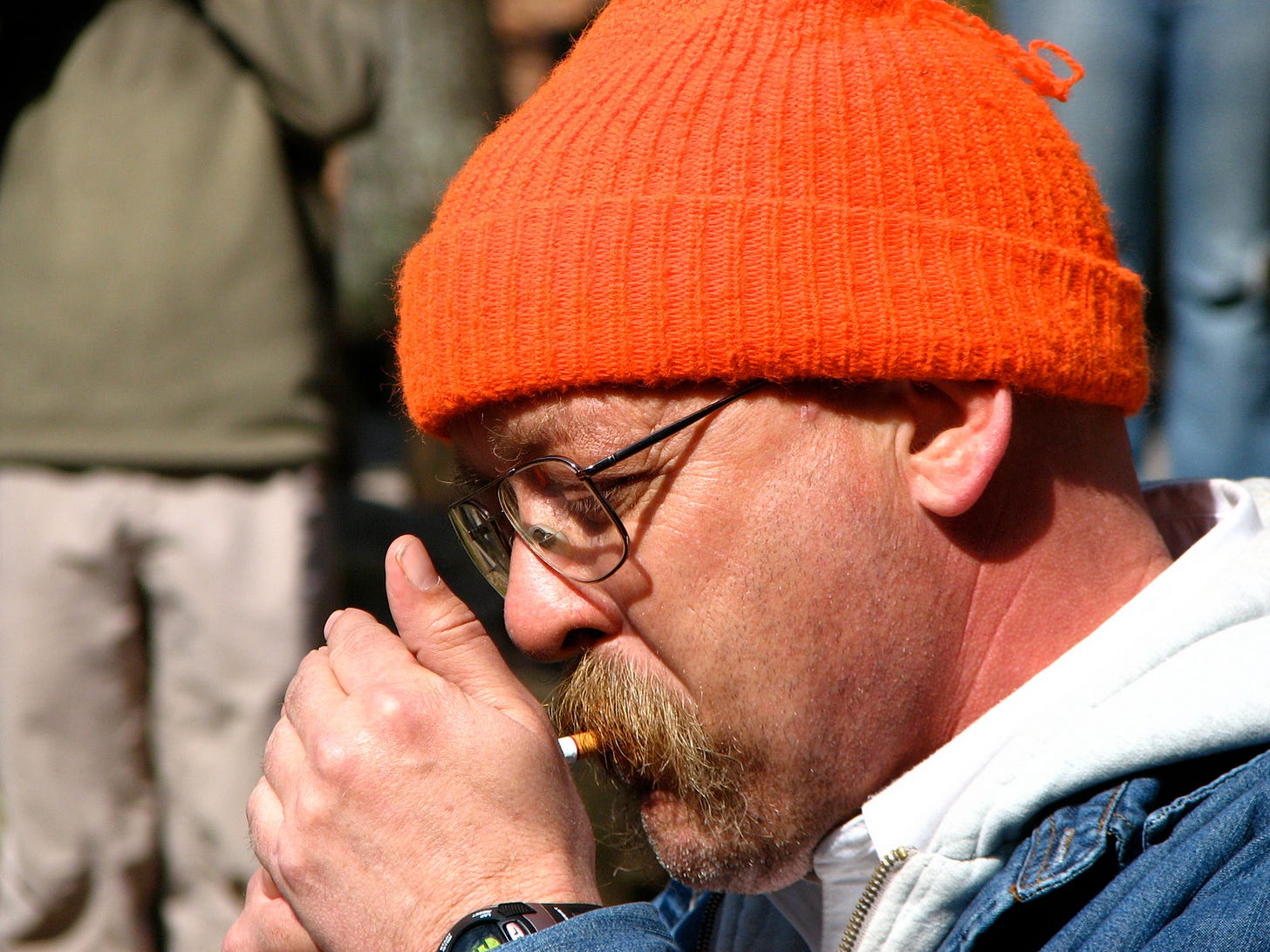 Lighting of the cigarette to start the Barkley Marathons Lighting of the cigarette to start the Barkley Marathons