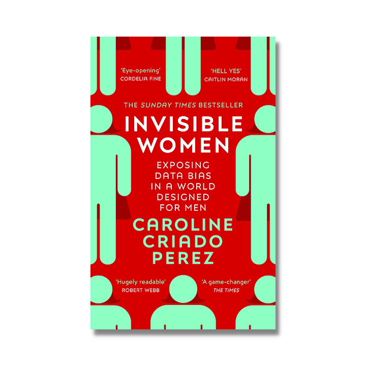 The covers for 'Invisible Women', 'Ministry for the Future', Streetfight', and 'A Matter of Fact' which are all covers that use sans-serif type on a single colour background.