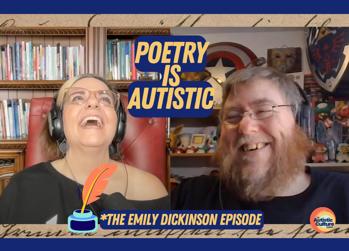 Listen to Autistic podcast hosts discuss: Poetry is Autistic | Autistic celebrities | Was Emily Dickinson Autistic? Have you wondered about autism symptoms in women? Or Autistic artists from history? What about Autistic authors? We're talking all of that and more! Listen in to find out how Emily Dickinson (and her stellar autistic clothing) fits into Autistic Culture! Listen to Autistic podcast hosts discuss: Poetry is Autistic | Autistic celebrities | Was Emily Dickinson Autistic? Have you wondered about autism symptoms in women? Or Autistic artists from history? What about Autistic authors? We're talking all of that and more! Listen in to find out how Emily Dickinson (and her stellar autistic clothing) fits into Autistic Culture!