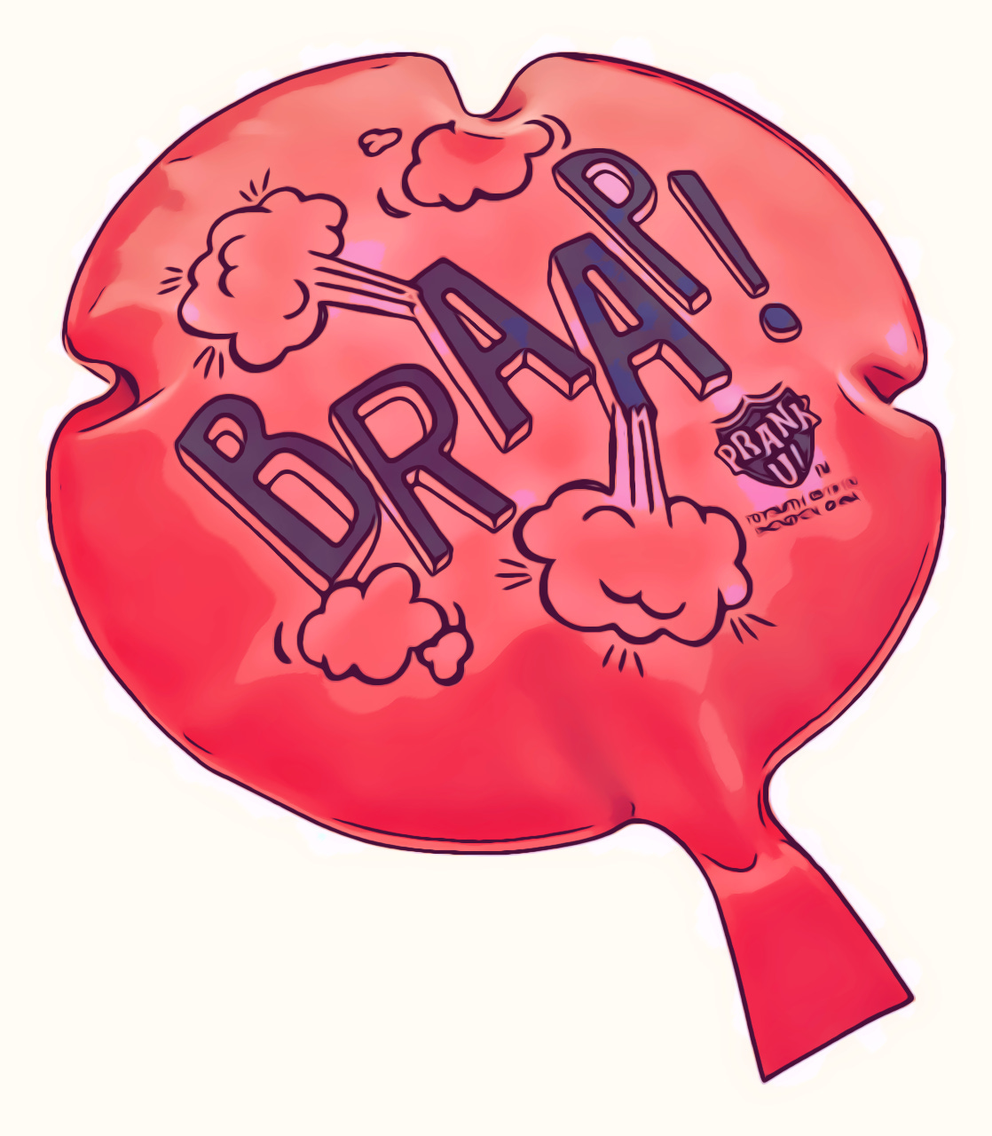 A red balloon with writing on it

Description automatically generated