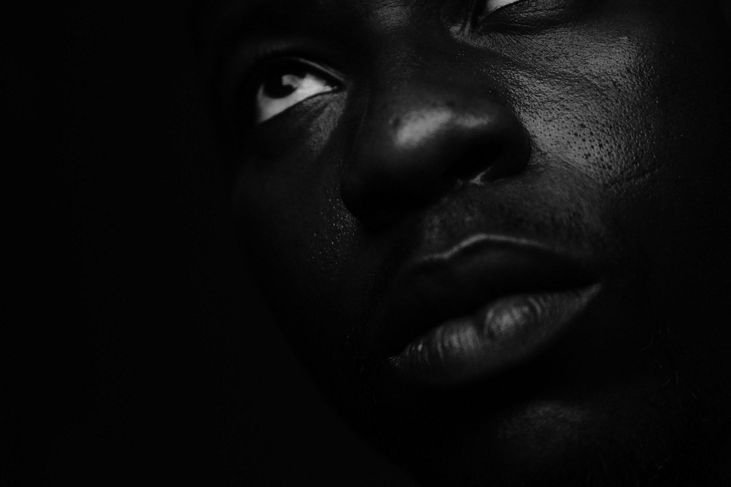 close-up photography of human face close-up photography of human face