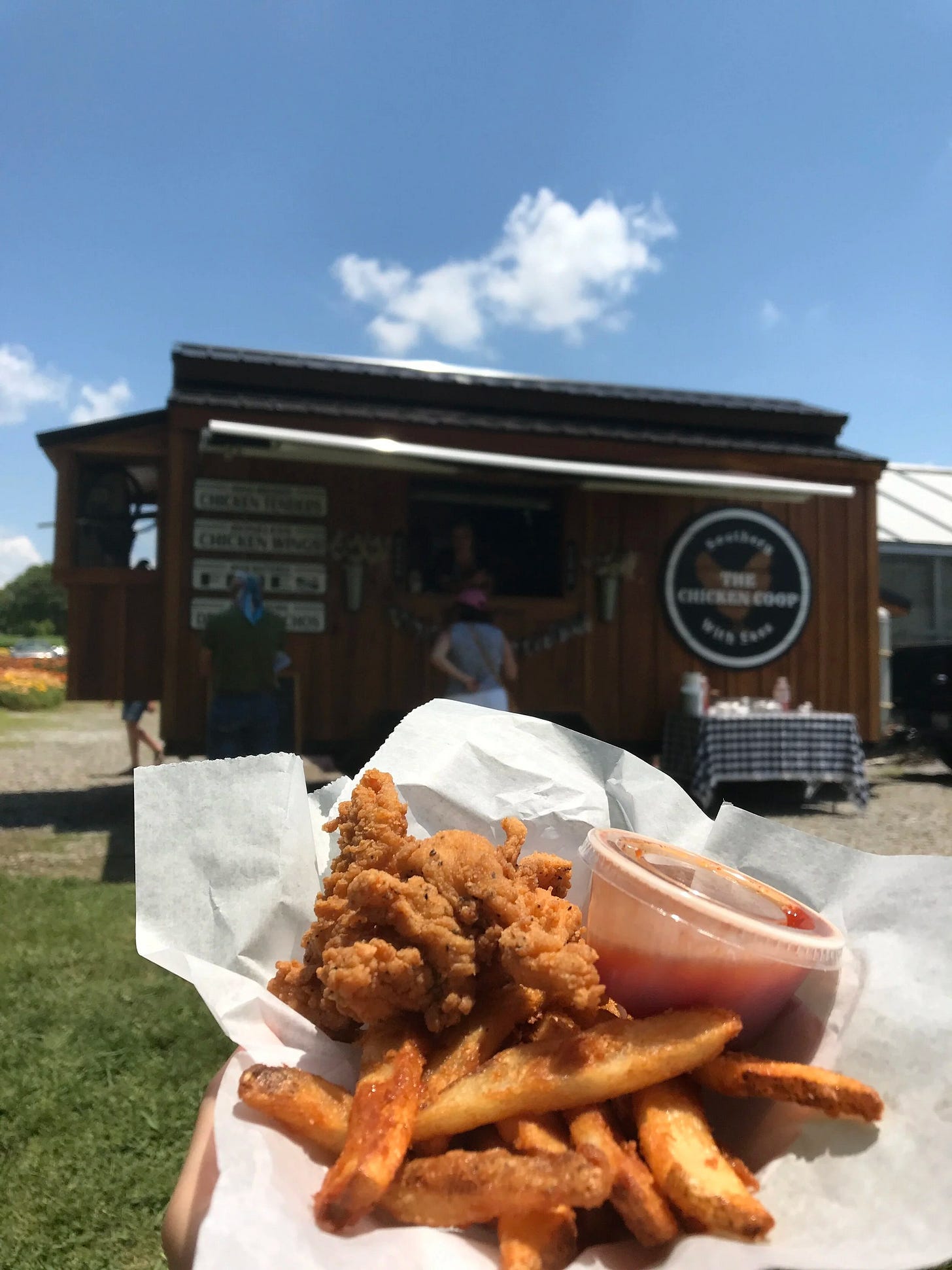 Fried chicken tenders and fries from The Chicken Coop Fried chicken tenders and fries from The Chicken Coop