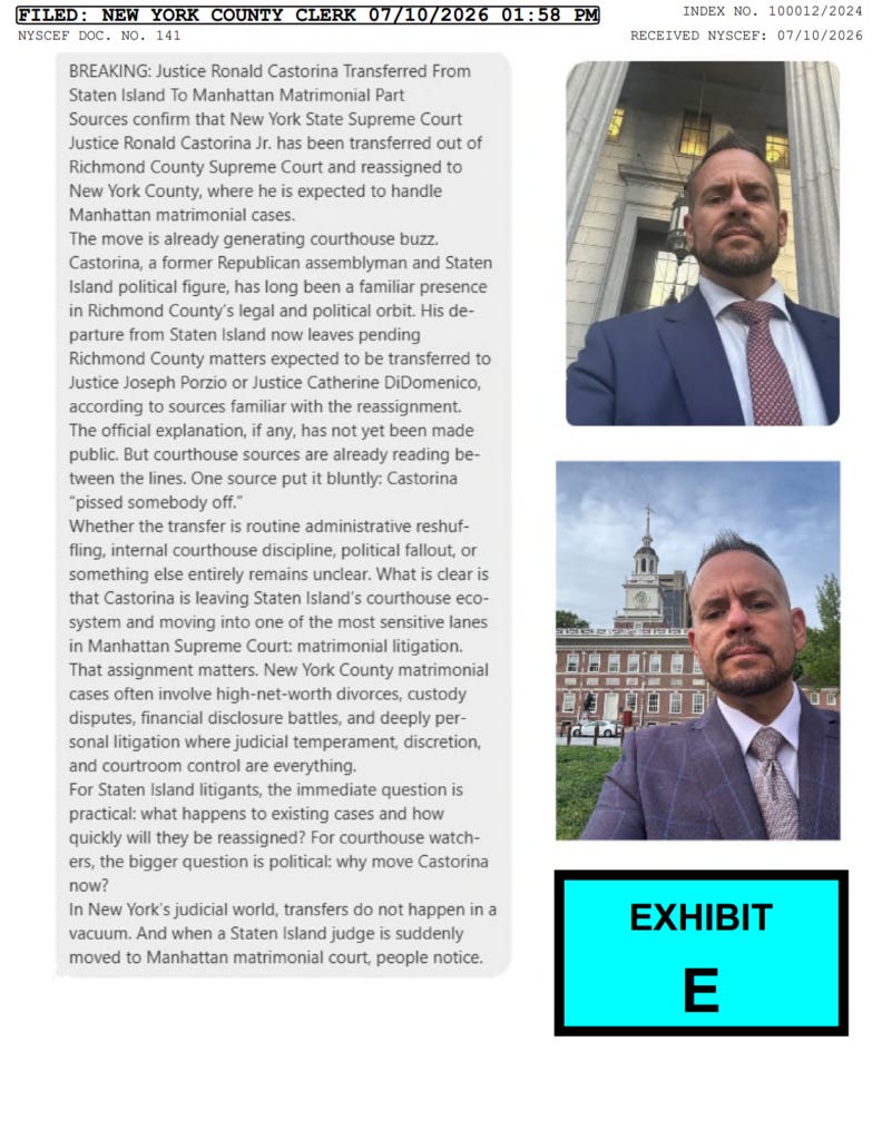 Exhibit E: Ronald Castorina, Jr. Exhibit E: Ronald Castorina, Jr.