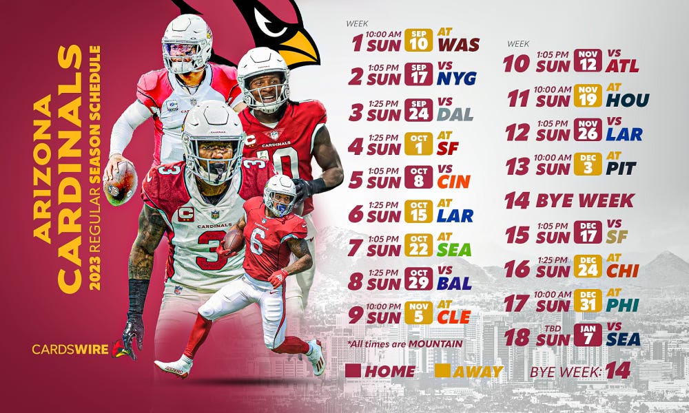 Calendario Arizona Cardinals 2023 Calendario Arizona Cardinals 2023