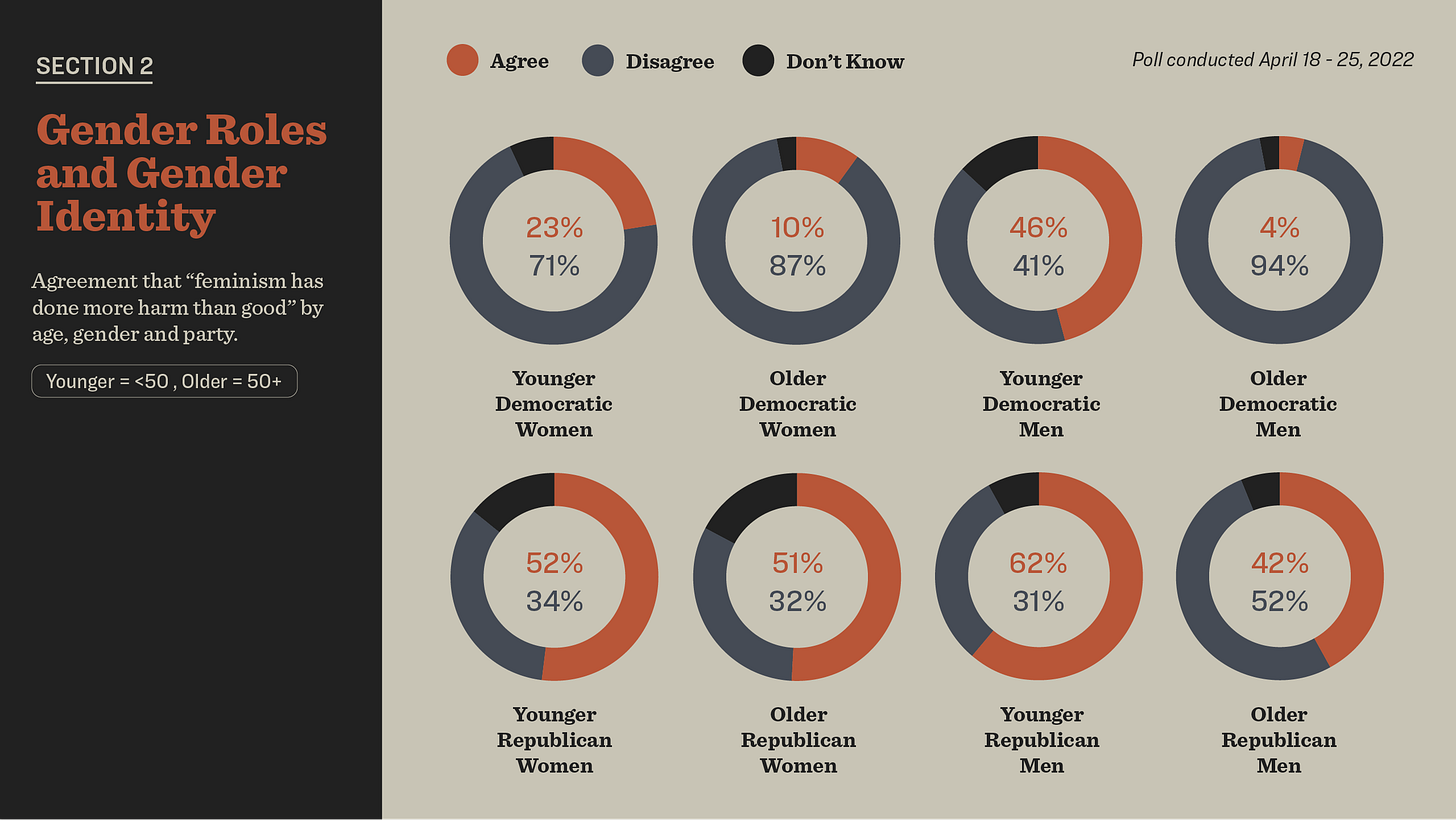 chart showing demographic breakdown of people who think feminism is harmful chart showing demographic breakdown of people who think feminism is harmful