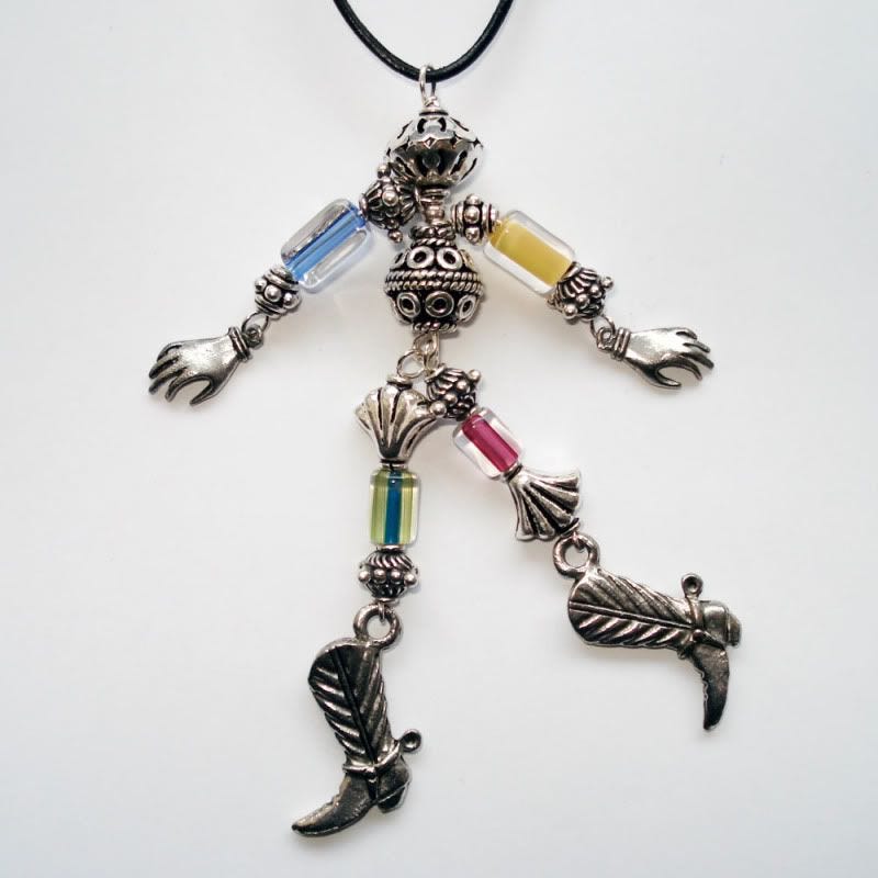 Bali Silver Beads Man Pendant desert robot cowboy boots hands Bali Silver Beads Man Pendant desert robot cowboy boots hands