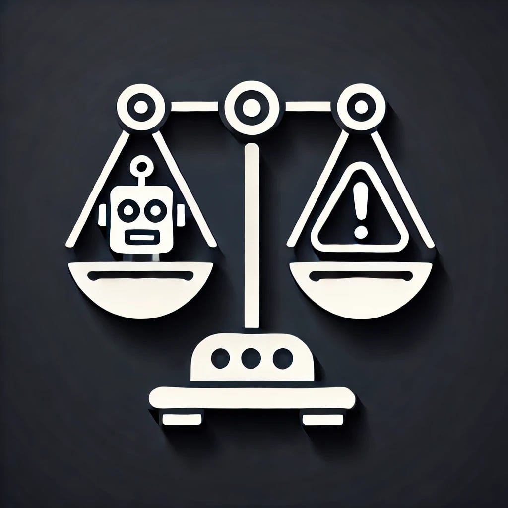 Weight Scale with a robot on the left and an exclamation mark on the right