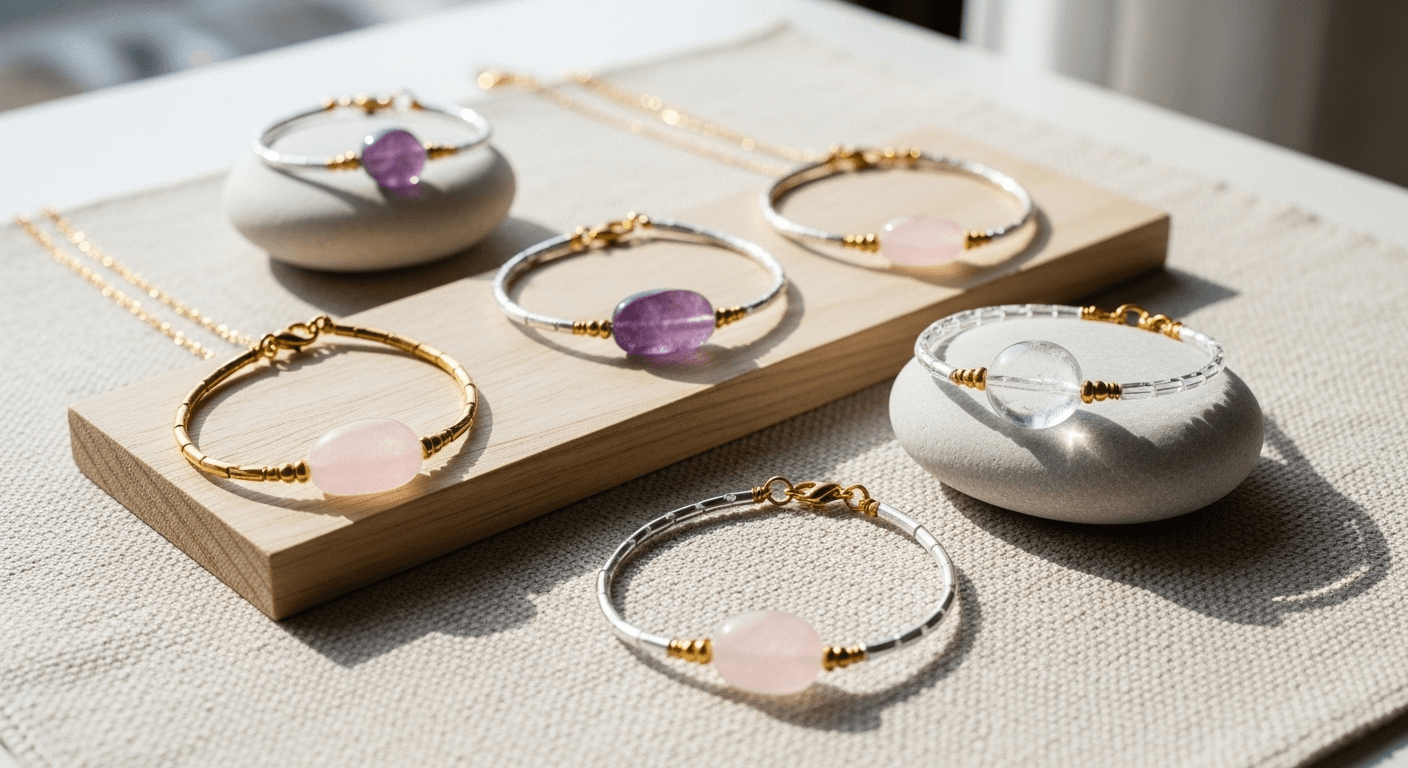 Conceptual crystal jewelry display representing market diversity