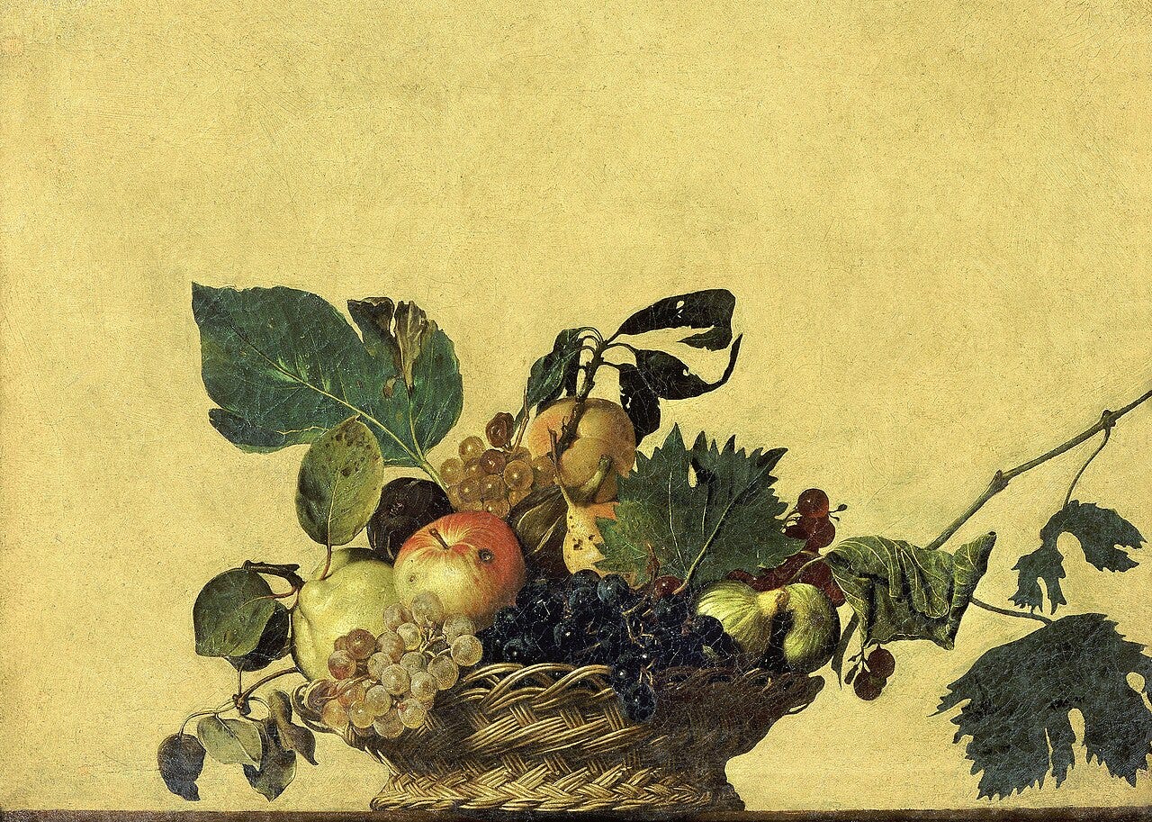 Basket of fruit with decay Basket of fruit with decay