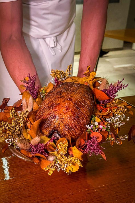 FZN by Bjorn Frantzen: Langoustin with ginger emulsion and the Duck BBQ with foie gras and wasabi leaf