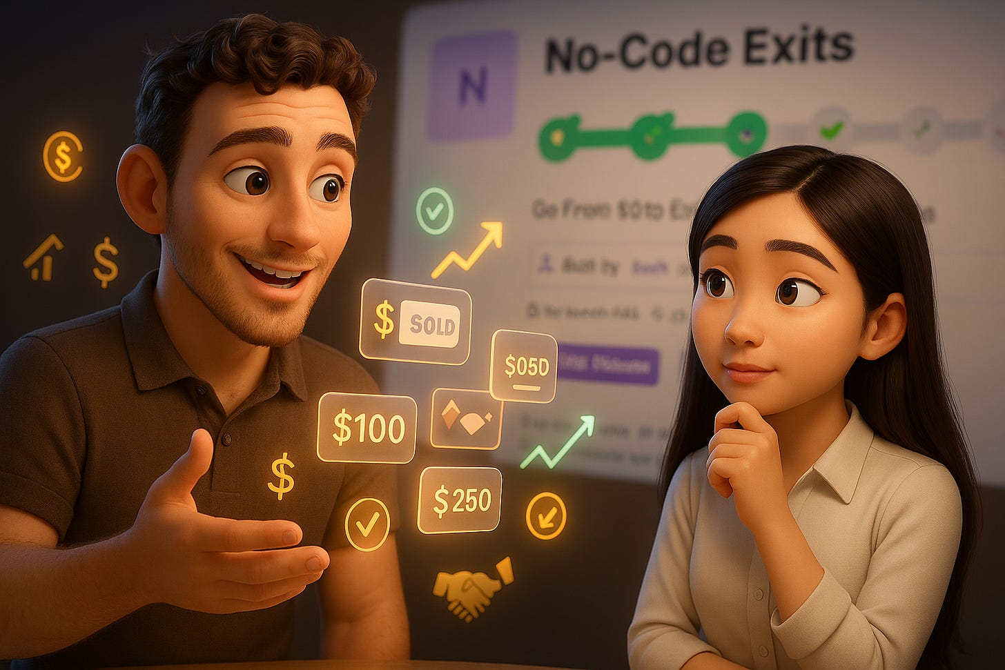 No Code Exits platform showing build-to-exit workflow from Josh Davis, listed in vibecoding.builders and featured in Build to Launch Friday at buildtolaunch.ai - how domain experts validate and exit micro-startups with AI collaboration and strategic positioning.