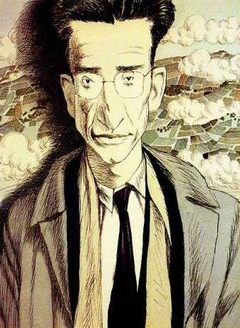 Portrait croquis de l'écrivain italien Cesare Pavese