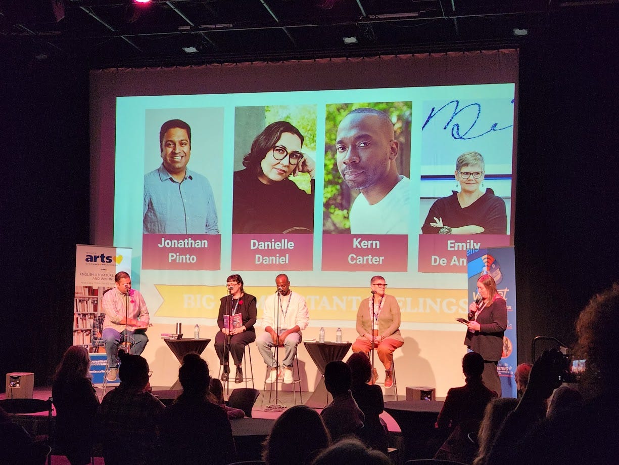 Big and Important Feelings with Danielle Daniel, Kern Carter, and Emily De Angelis. Moderated by Jonathan Pinto. Introduced by Heather Campbell.