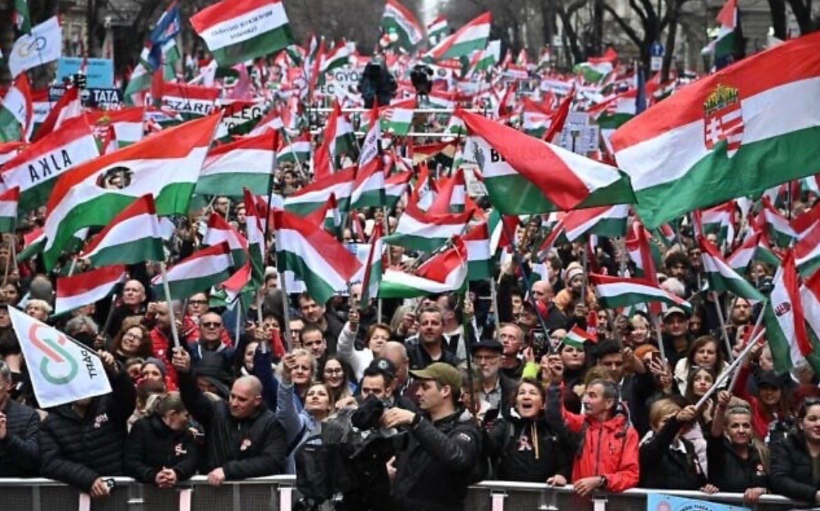 A crowd of people holding flags

AI-generated content may be incorrect.
