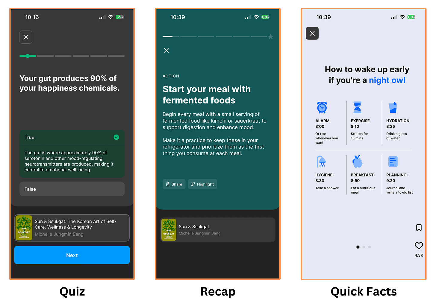 Headways’ Growth Plan “Create health routines” (mobile app + dark mode)