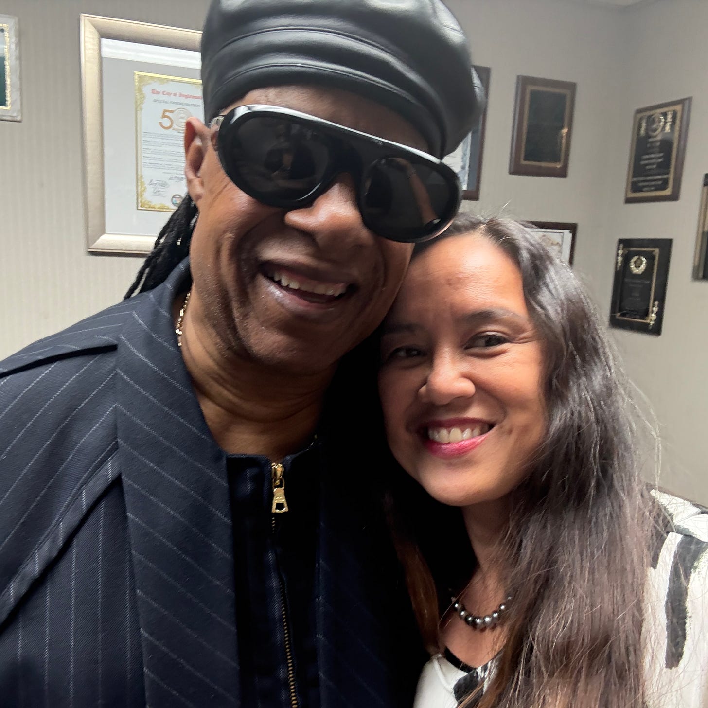 Stevie Wonder with Maximina Juson