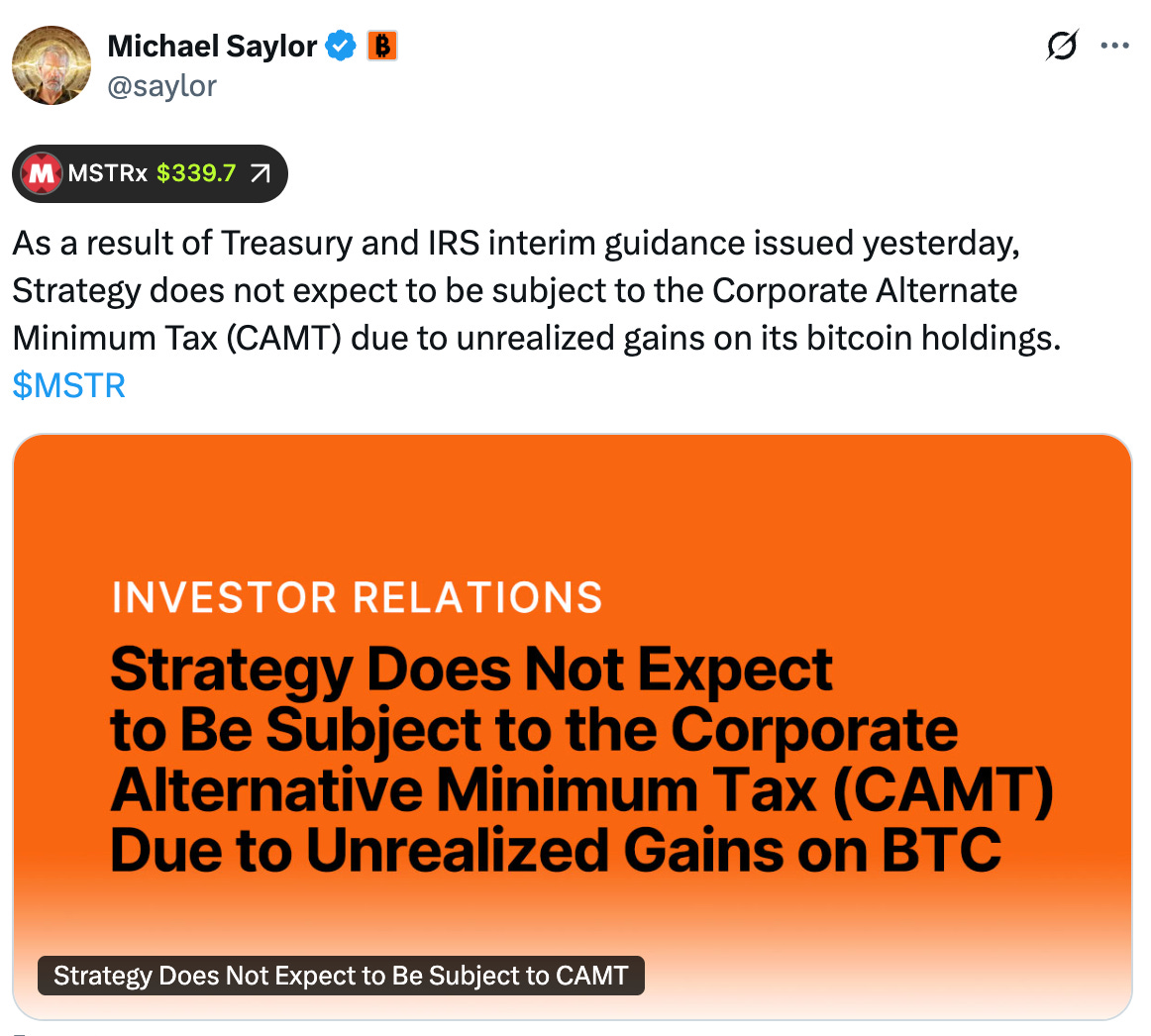 The Wolf Den #1194 - Phantom Tax Threat Lifted From Crypto Treasuries