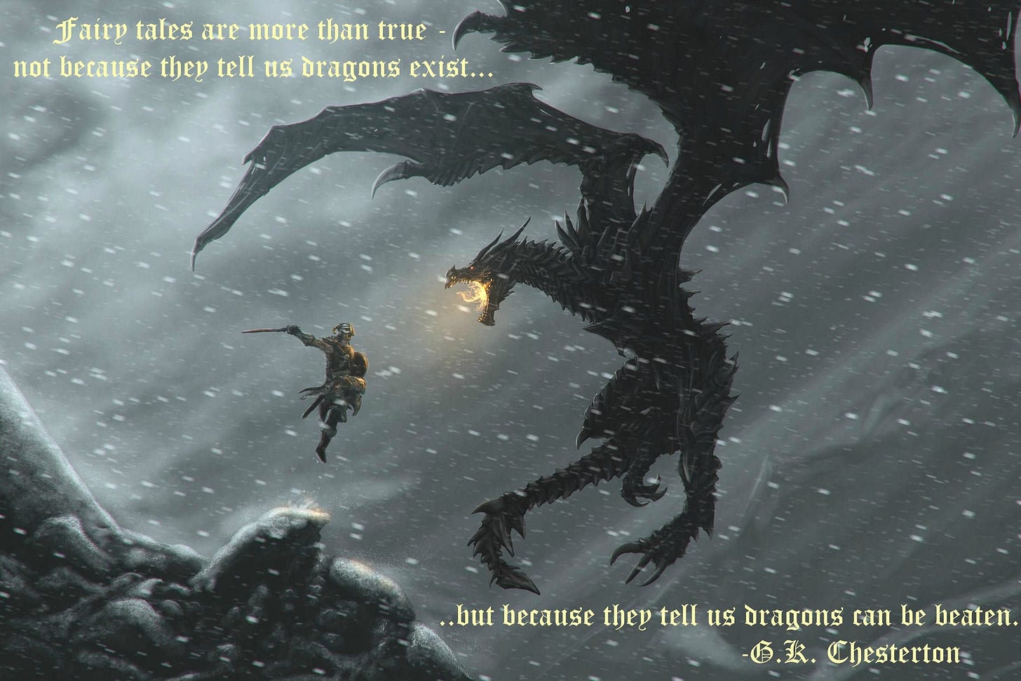 Dragons can be beaten" - G.K. Chesterton [2298x1534] : r/QuotesPorn