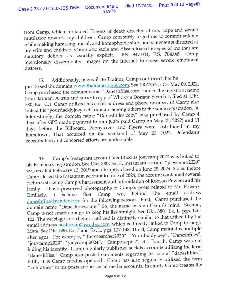 Danesh Dishonest Affidavit 9