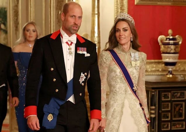 Prince William and Princess Catherine walking into the state banquet Prince William and Princess Catherine walking into the state banquet