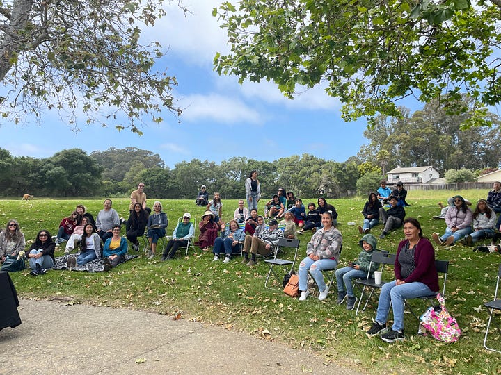 Young people doing poetry activity at Brommer Street Park