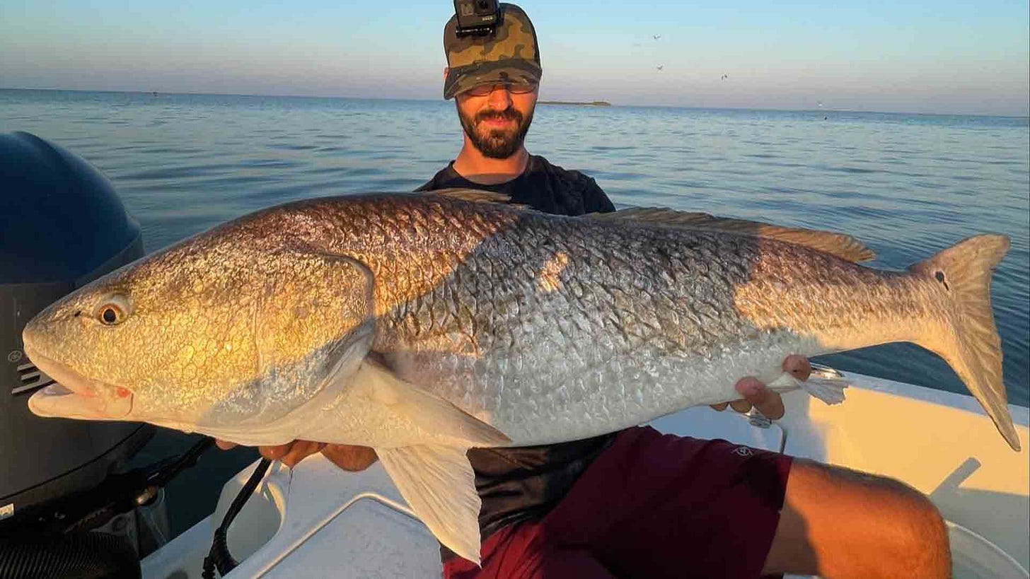 Angler with Large Louisiana Redfish