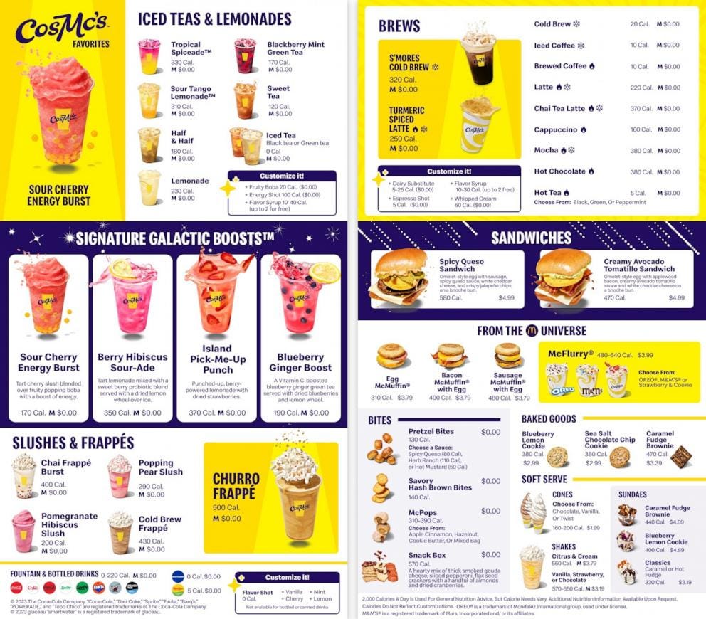McDonald's starts testing new CosMc's beverage-led restaurants - Good  Morning America