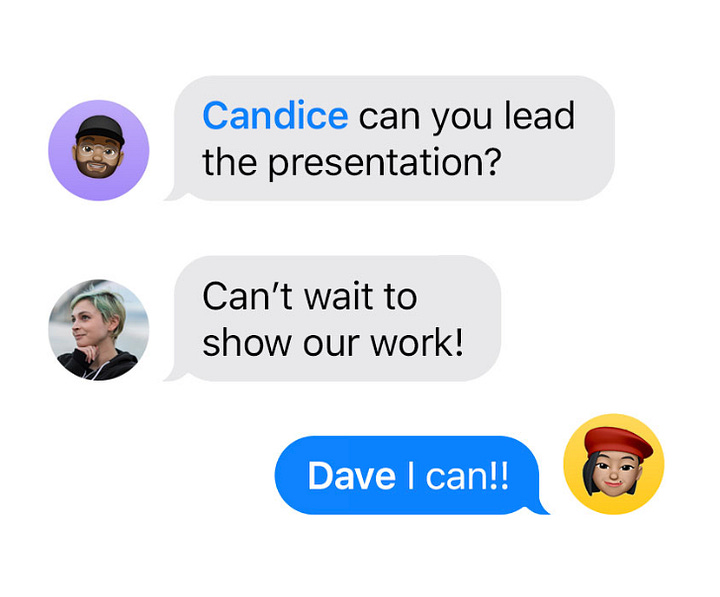 Marketing images for iOS 14 featuring fake texts