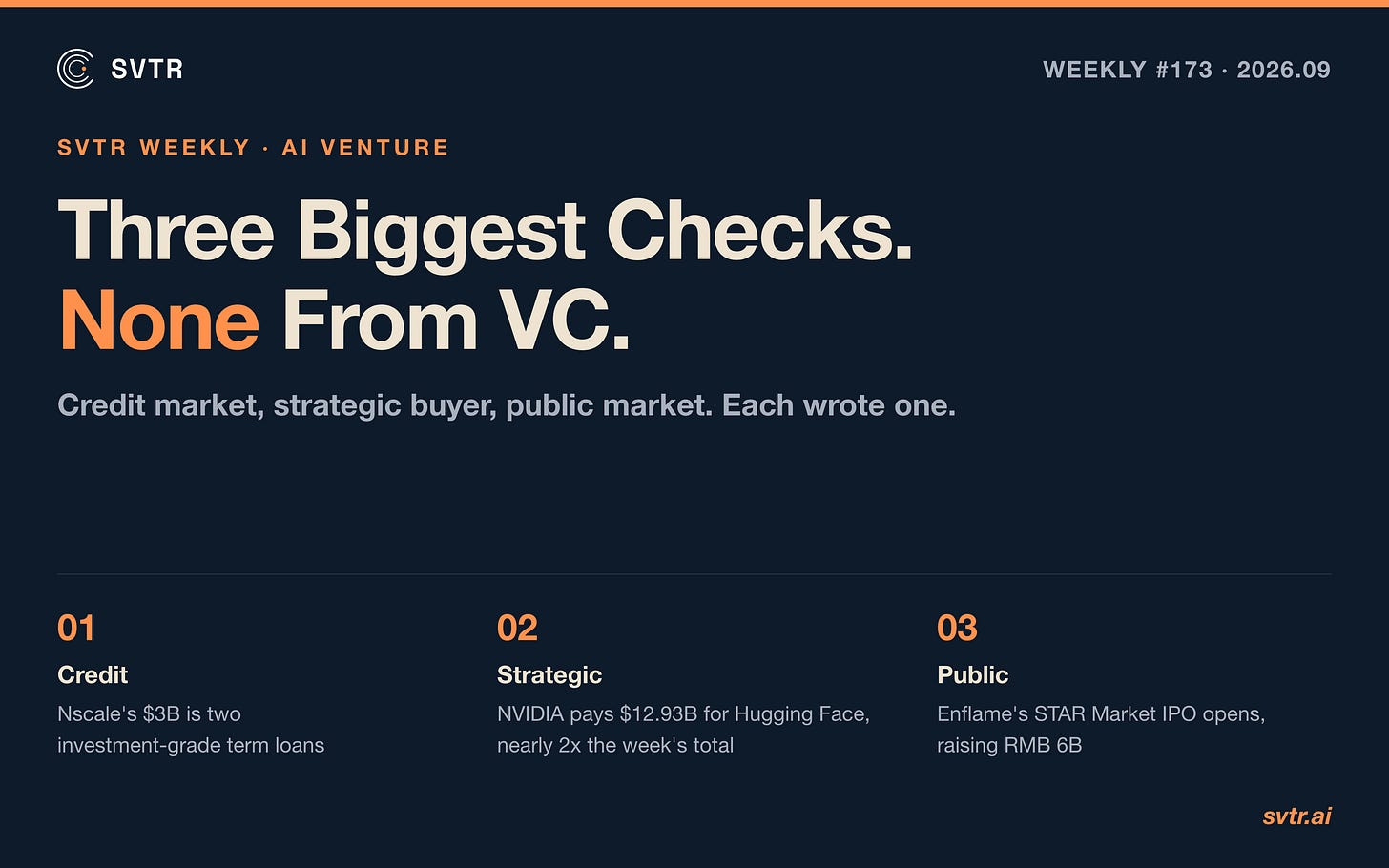 Cover: Three Biggest Checks, None From VC