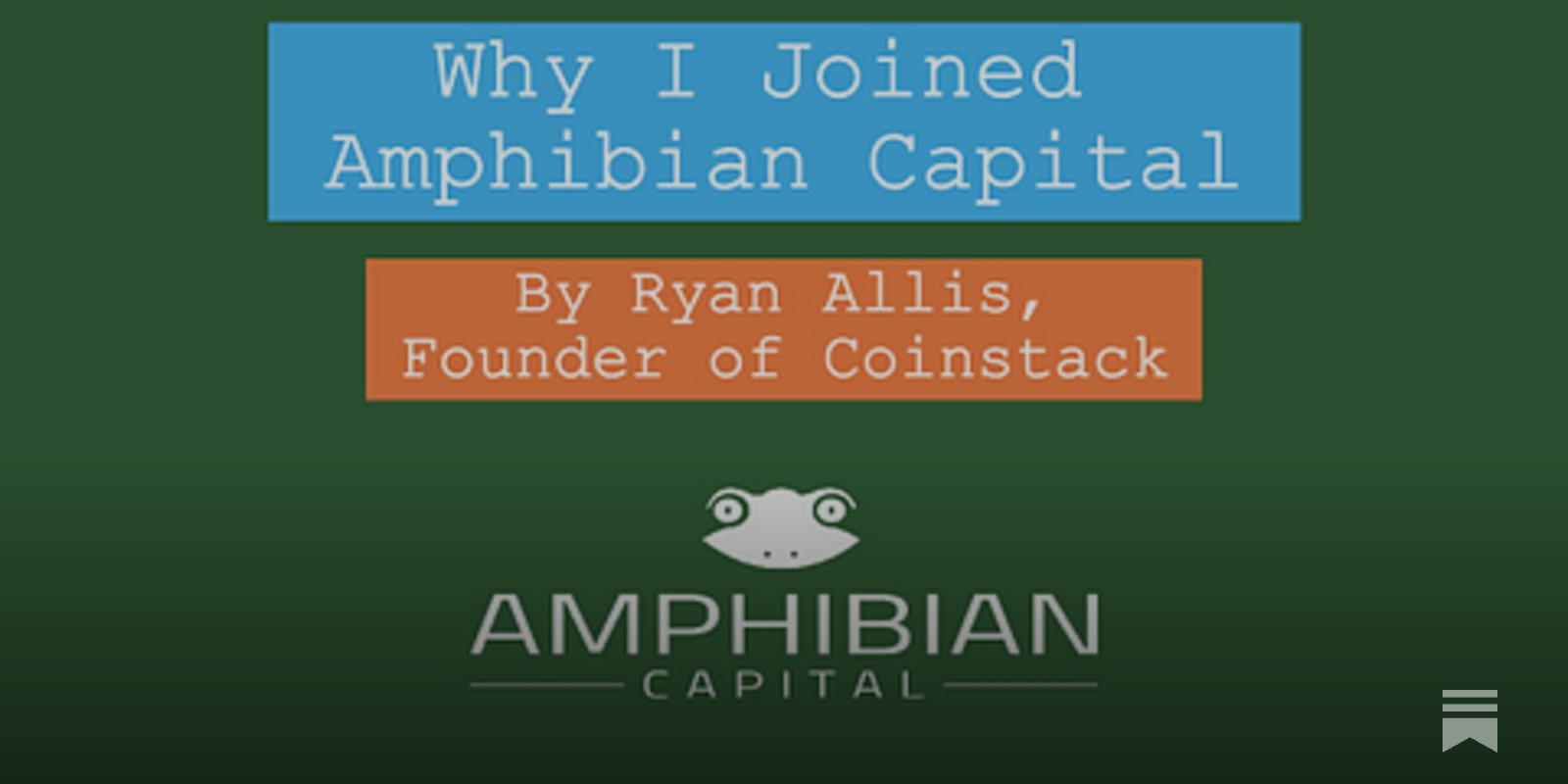 Why I Joined Amphibian Capital 🐸 - by Ryan Allis