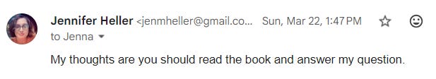 “My thoughts are you should read the book and answer my question.”