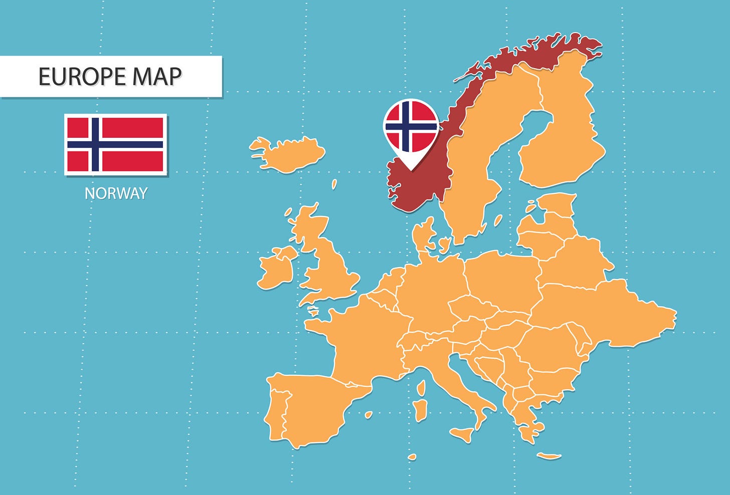 Norway map in Europe, icons showing Norway location and flags. 15706115 Vector Art at Vecteezy Norway map in Europe, icons showing Norway location and flags. 15706115 Vector Art at Vecteezy