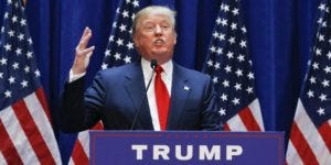 Real estate mogul Donald Trump announces his bid for the presidency in the 2016 presidential race during an event at the Trump Tower on the Fifth Avenue in New York City on June 16, 2015. Trump, one of America's most flamboyant and outspoken billionaires, threw his hat into the race Tuesday for the White House, promising to make America great again. The 69-year-old long-shot candidate ridiculed the country's current crop of politicians and vowed to take on the growing might of China in a speech launching his run for the presidency in 2016. "I am officially running for president of the United States and we are going to make our country great again," he said from a podium bedecked in US flags at Trump Tower on New York's Fifth Avenue. The tycoon strode onto the stage after sailing down an escalator to the strains of "Rockin' In The Free World" by Canadian singer Neil Young after being introduced by daughter Ivanka. His announcement follows years of speculation that the man known to millions as the bouffant-haired host of American reality TV game show "The Apprentice" would one day enter politics. Trump identifies himself as a Republican, and has supported Republican candidates in the past. But in his announcement speech he did not explicitly say if he was running for the party's nomination or as an independent.AFP PHOTO/ KENA BETANCUR (Photo credit should read KENA BETANCUR/AFP/Getty Images)