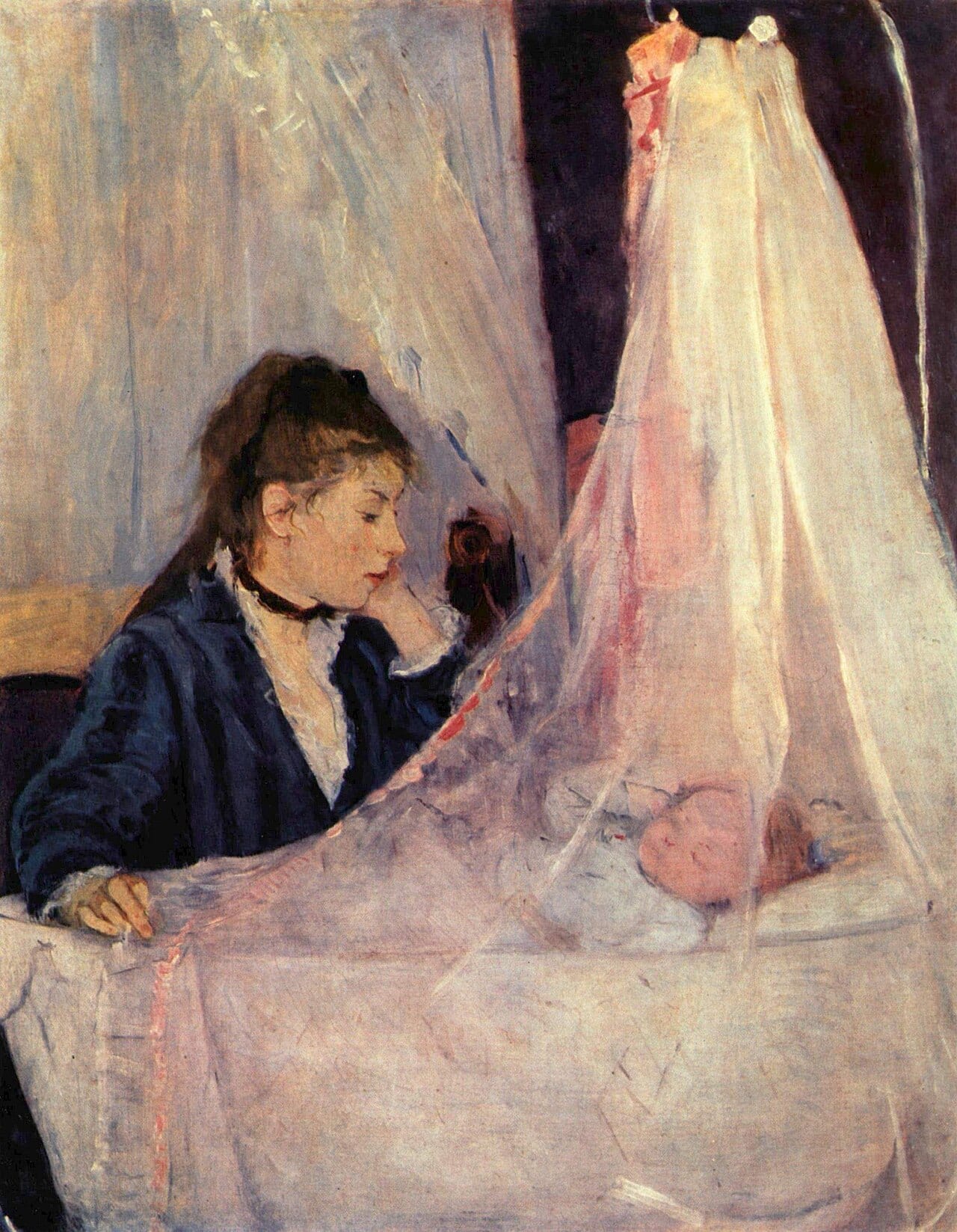 Berthe Morisot, The Cradle, a mother watching her sleeping baby Berthe Morisot, The Cradle, a mother watching her sleeping baby