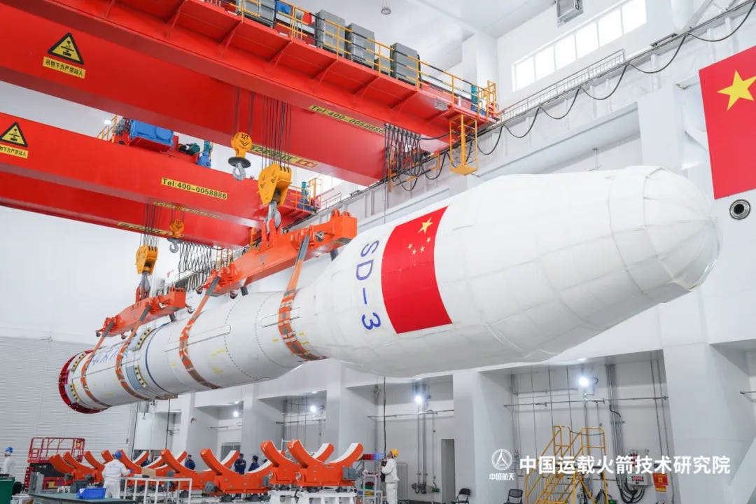 The Jielong-3 Y10 vehicle during pre-launch processing and assembly in Haiyang. The Jielong-3 Y10 vehicle during pre-launch processing and assembly in Haiyang.