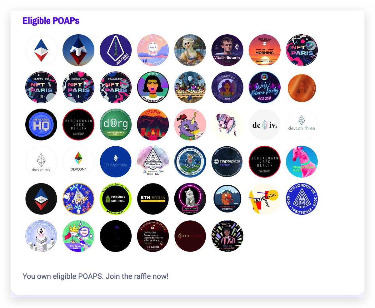 POAP NFTs acquired by attending different events.