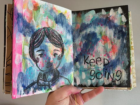 5 photos of mixed media artwork