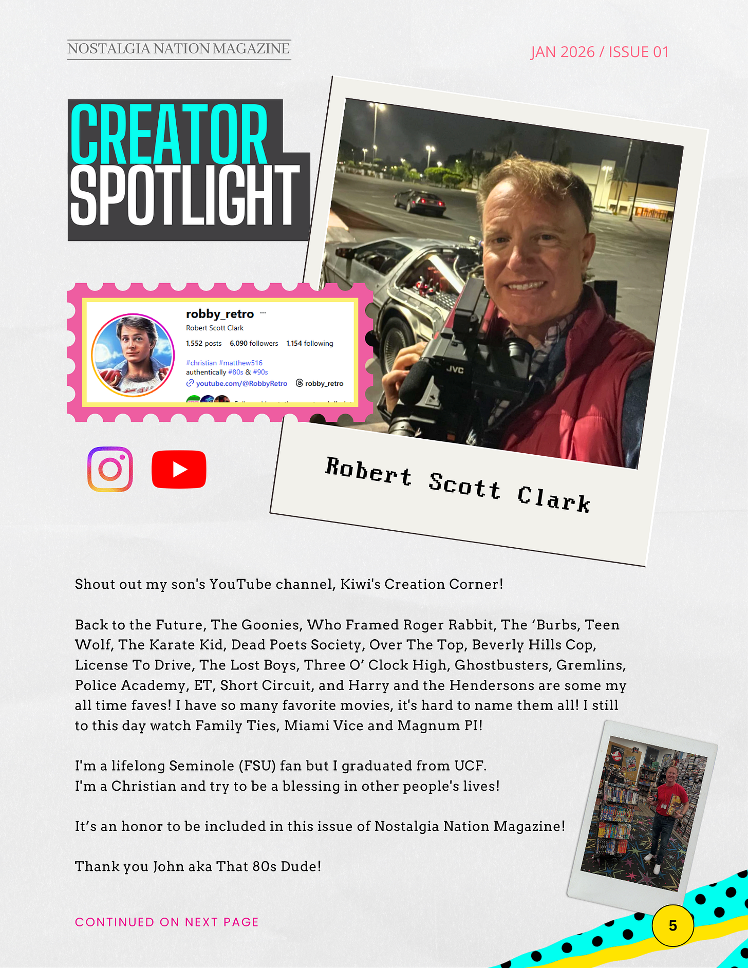 Creator Spotlight Page | Nostalgia Nation Magazine Issue 1 (January 2026)