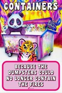 containers, because the dumpsters could no longer contain the fires containers, because the dumpsters could no longer contain the fires