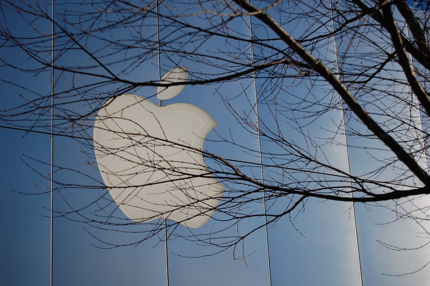 Apple logo on building Apple logo on building