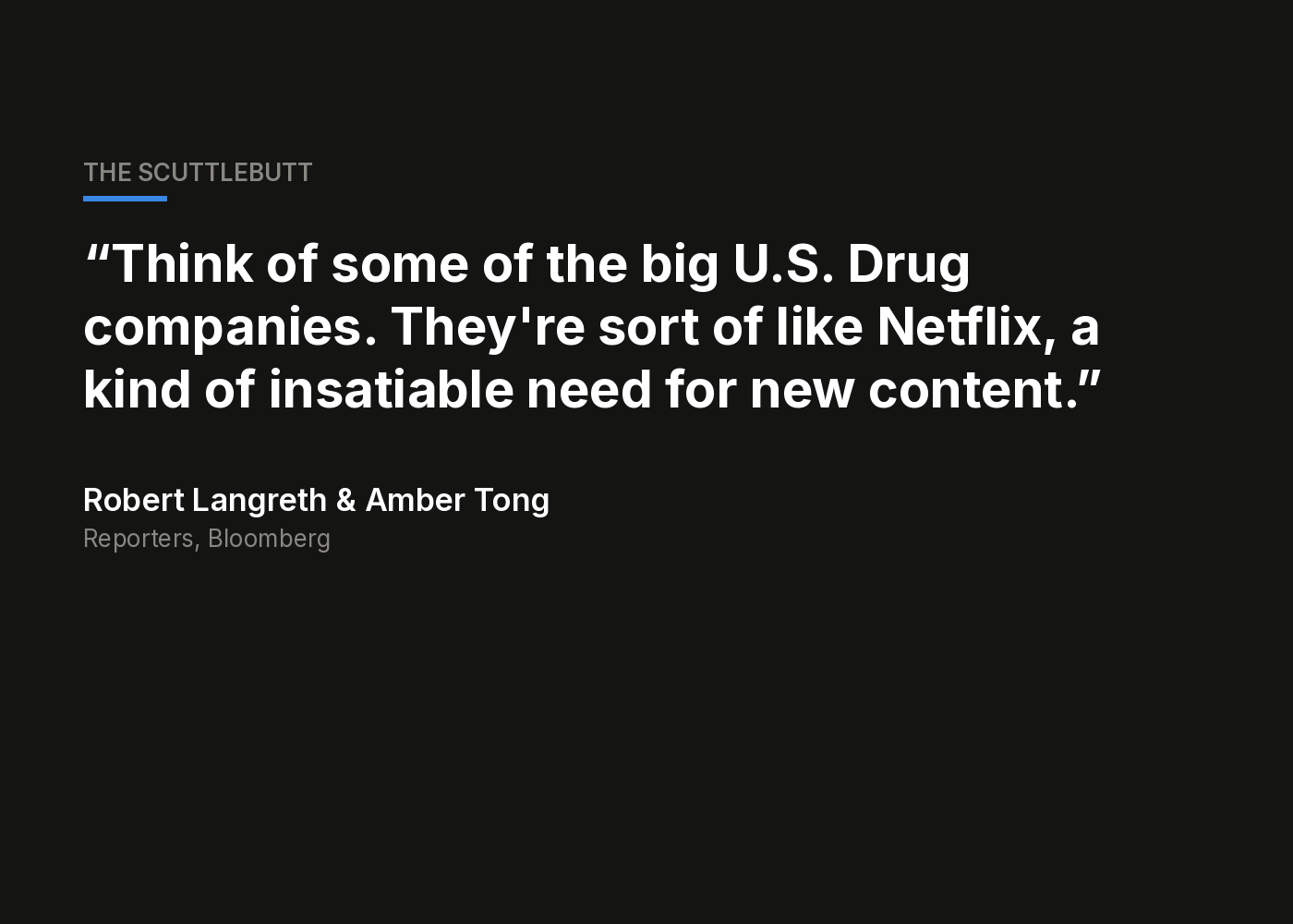 Up to half the world's experimental drugs now start in China, say Bloomberg reporters Up to half the world's experimental drugs now start in China, say Bloomberg reporters