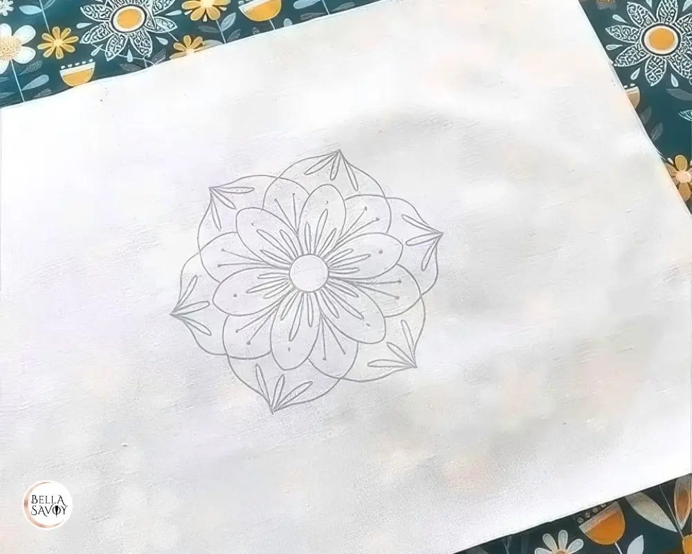 embroidery pattern printed on fabric