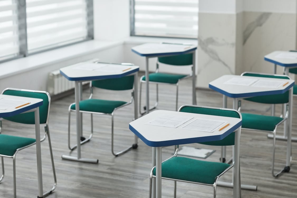 Free Desks with Papers on Top Stock Photo